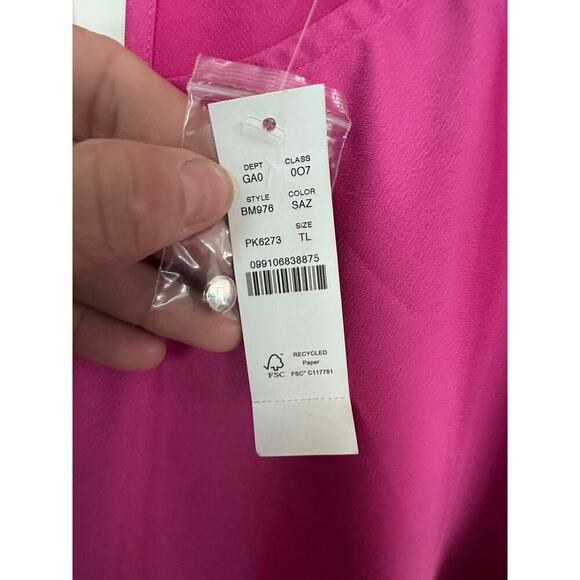 NWT J.Crew Women's Pink Fuchsia Long Sleeves Ruffled Cuff Dressy Blouse Size LT - Picture 4 of 7